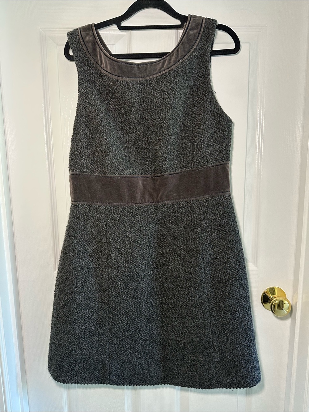 Tory Burch Charcoal Gray Textured Sleeveless A-Line Dress